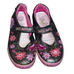 Lelli Kelly Girls Sparkly Sequin Sneakers Black/Pink Sz 32/1